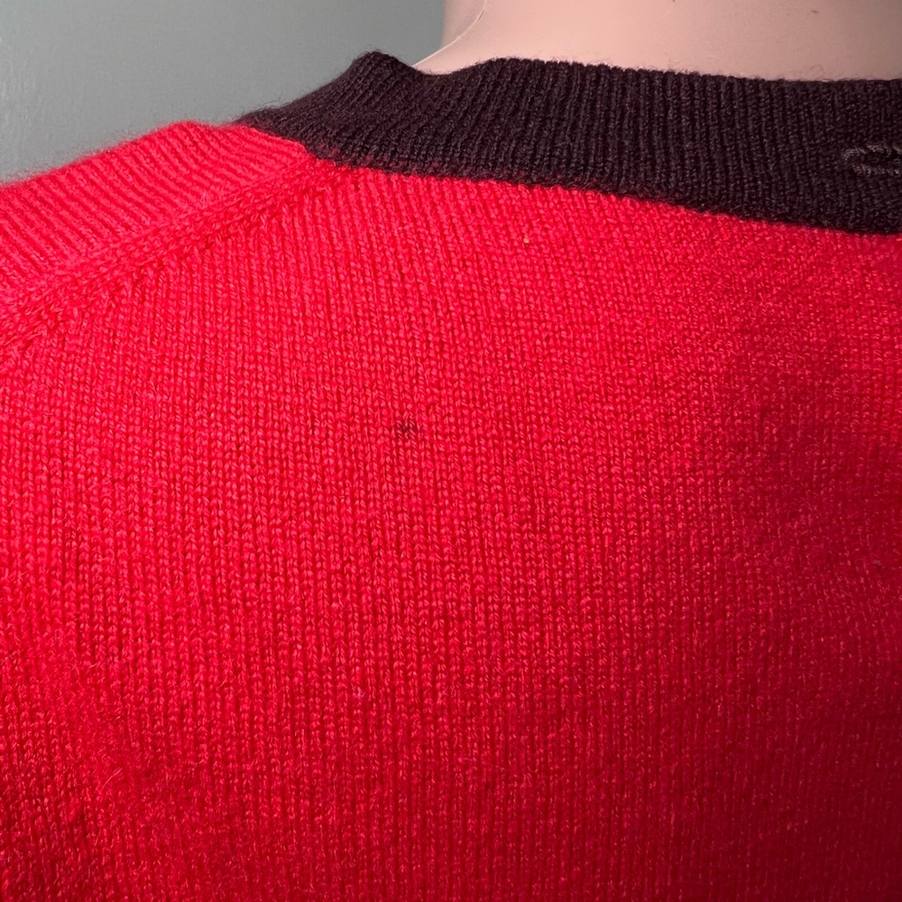 Chanel Vintage Spring 1995 Cashmere Red Crew Wool Sweater Top Shirt - Picture 4 of 12